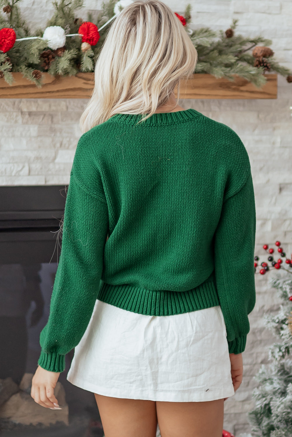 Monamara Bow Graphic Christmas Sweater-1