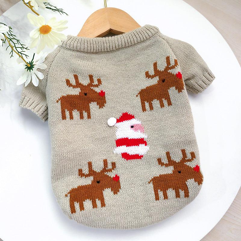 Festive Pet Sweater: Cozy Acrylic Christmas Attire For Your Furry Friend-3