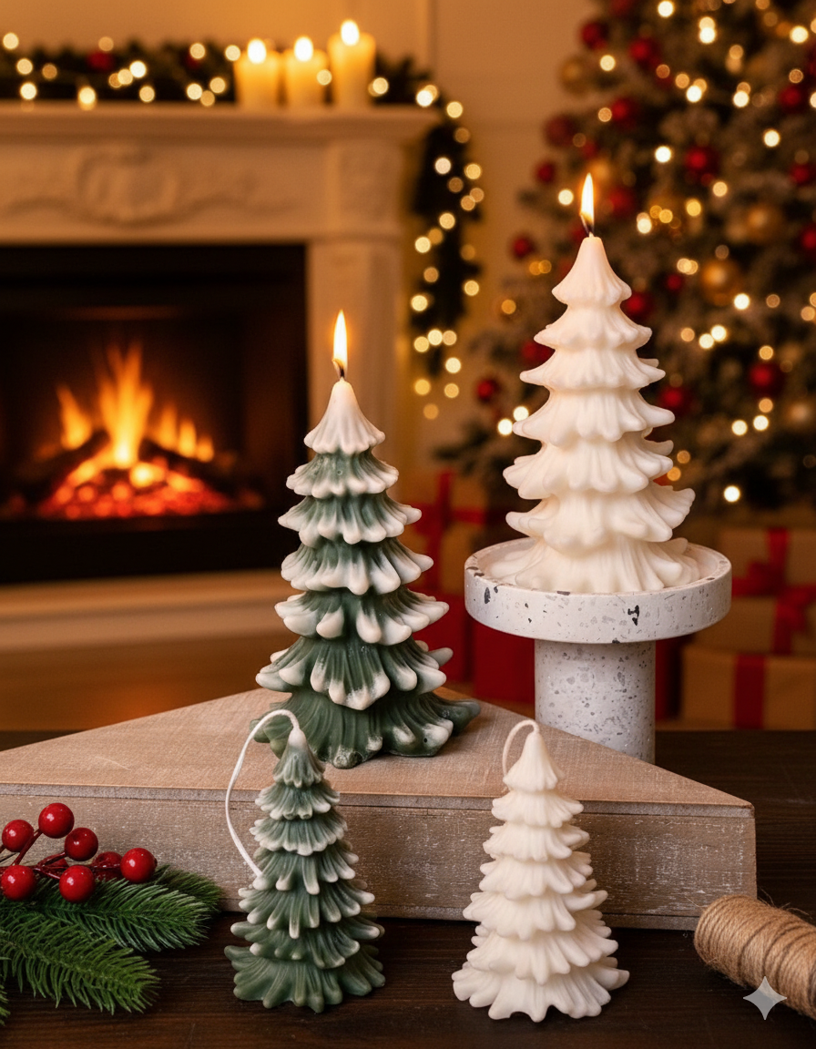 Christmas Tree Candles - Cedar Trees Holiday Decor-1