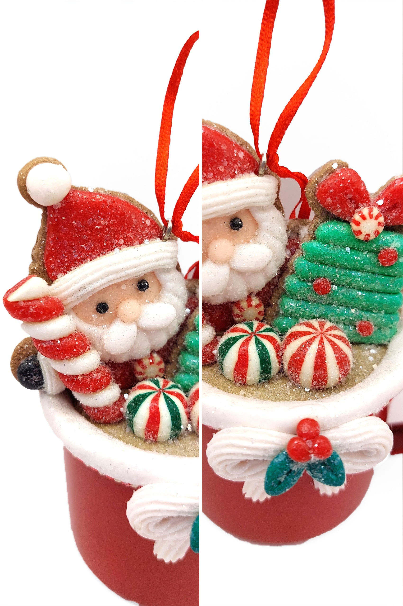 Christmas Ornament - Cup with Gingerbread Man. Wizardi Festive Decoration F07-N2-19-DAA101A-3