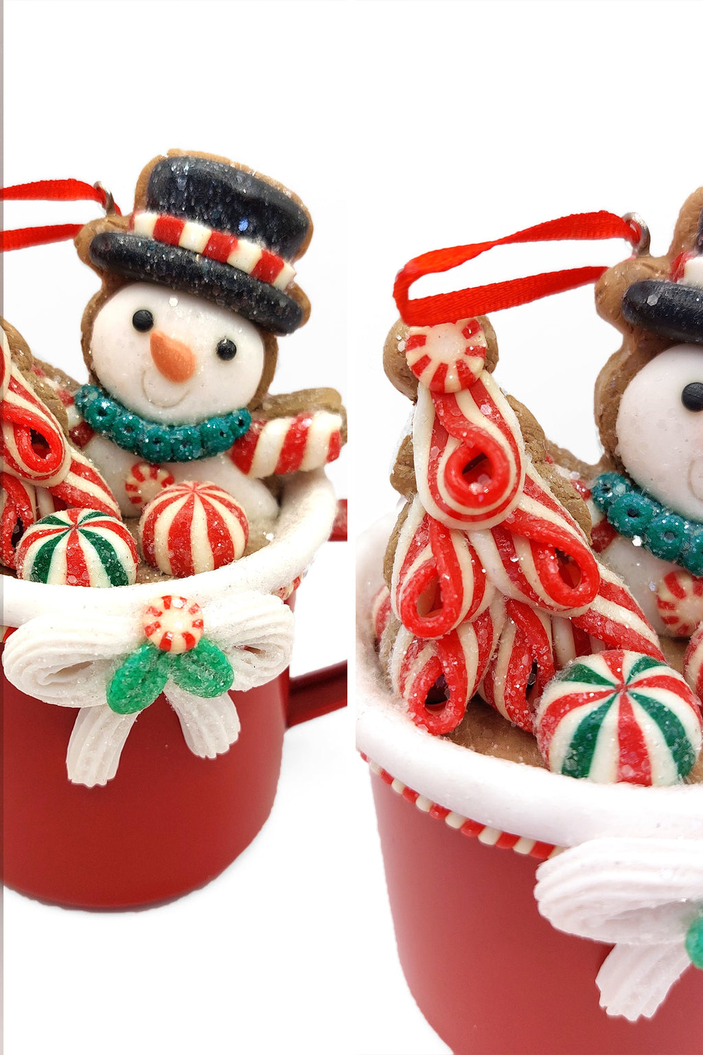 Christmas Ornament - Cup with Snowman. Wizardi Festive Decoration F07-N2-19-DAA101B-2
