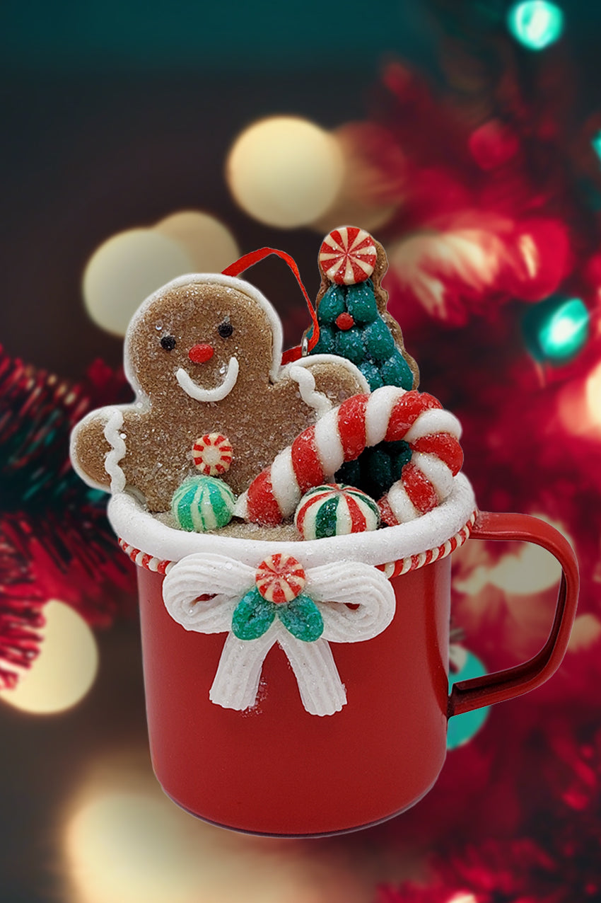 Christmas Ornament - Cup with Santa. Wizardi Festive Decoration F07-N2-19-DAA101C-0