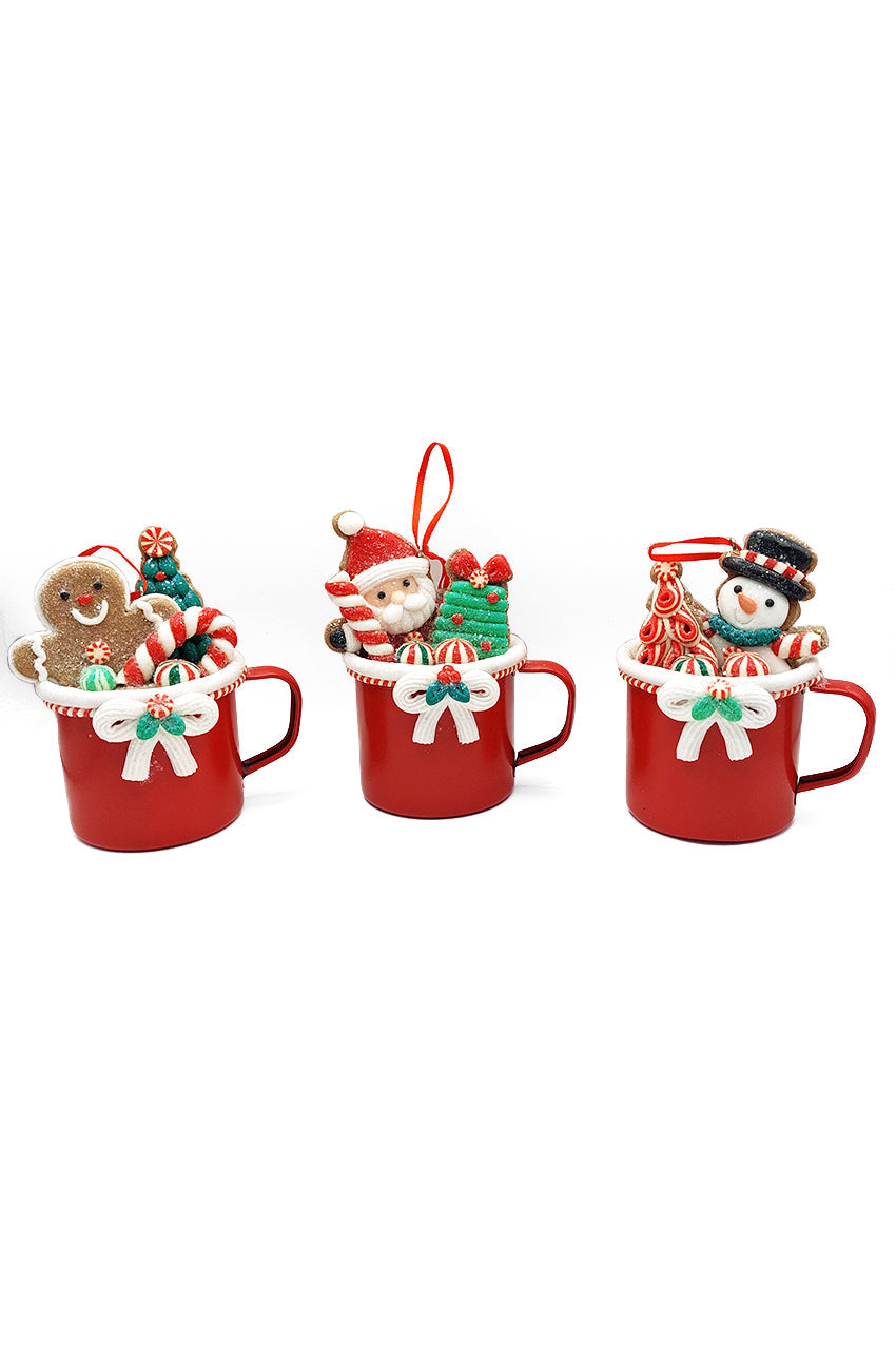 Christmas Ornament - Cup with Santa. Wizardi Festive Decoration F07-N2-19-DAA101C-4
