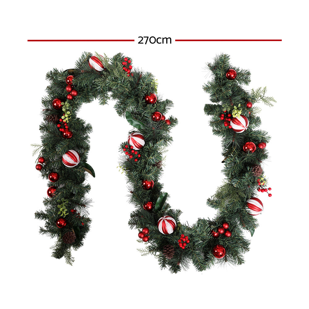 NNEDSZ Jingle Jollys 2.7m Christmas Garland with Decorations Xmas Wedding Party-1